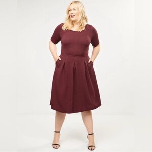 Lane Bryant | Burgundy Fit & Flare Dress with Pockets